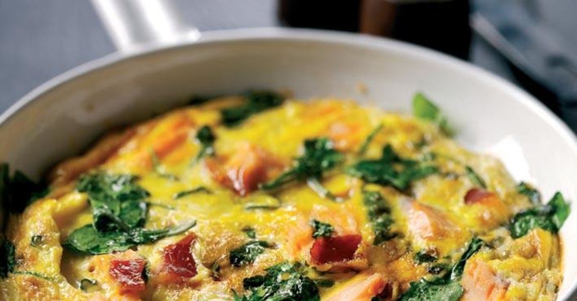 Salmon and watercress frittata