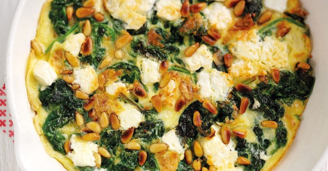 Spinach, feta & pine nut omelette