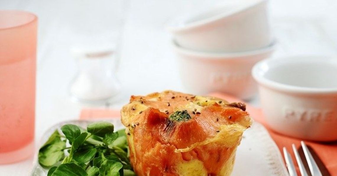 Smoked salmon egg pots 