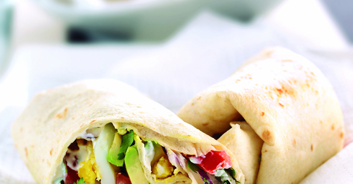 Egg and avocado tortilla wraps