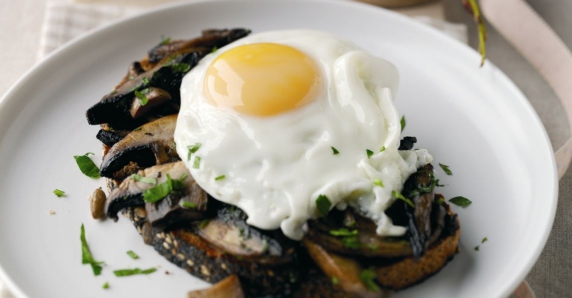 Mushrooms and eggs on toast