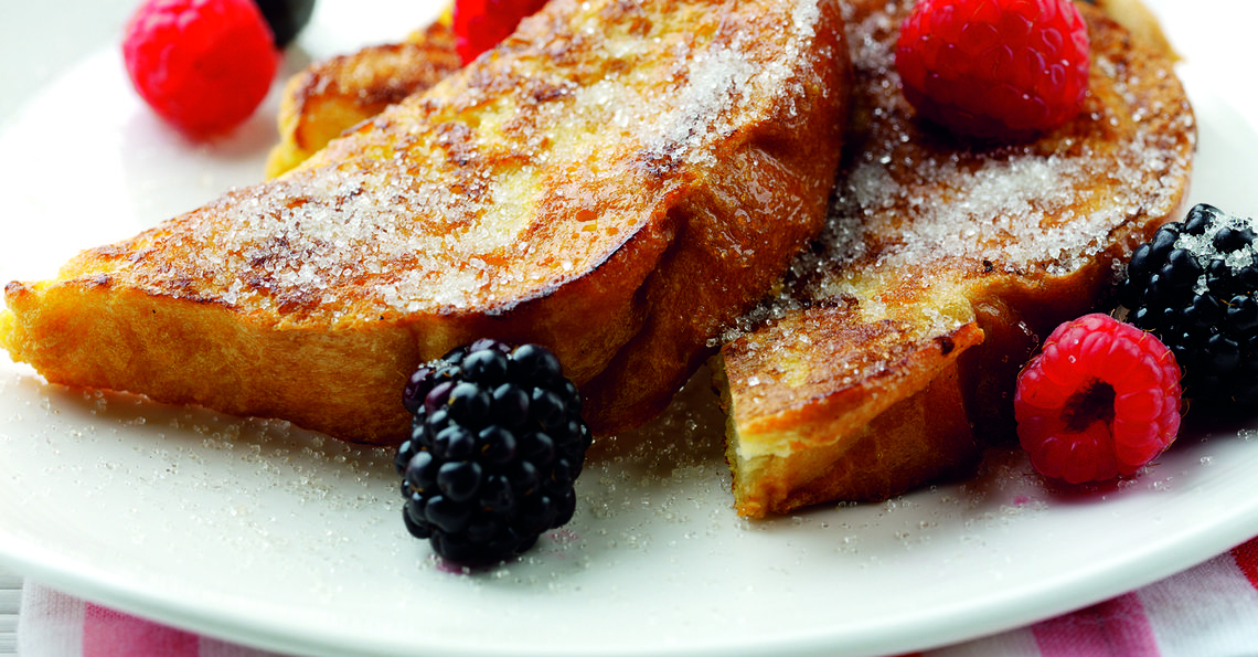 Warm eggy bread & berries