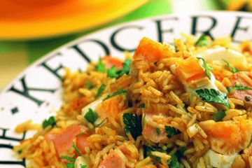 Salmon and egg kedgeree