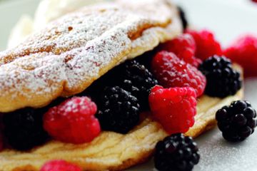 Souffle omelette, quark cream & berries