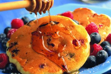 Blueberry and raspberry pancakes