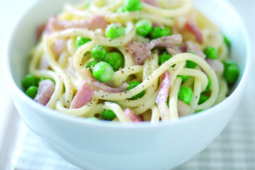 Carbonara style spaghetti in the microwave